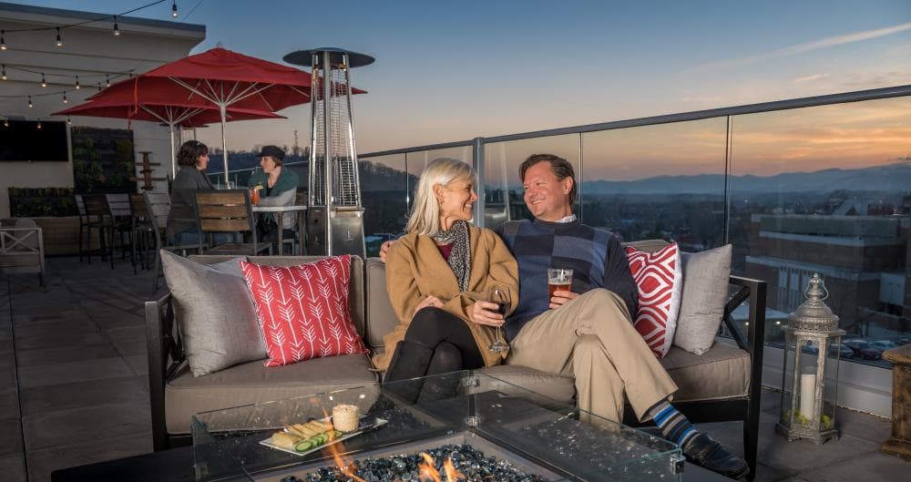 Couple at Pillar Bar Fire Pit Couple at Pillar Bar Fire Pit