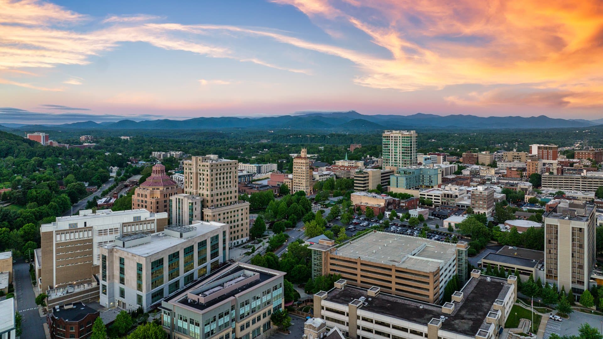 Industry Recognition Aerial view of downtown Asheville