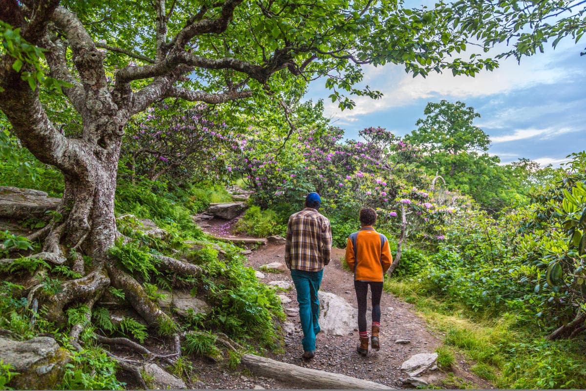 A couple hikes the Craggy Gardens Pinnacle Trail near Asheville, NC A couple hikes the Craggy Gardens Pinnacle Trail near Asheville, NC