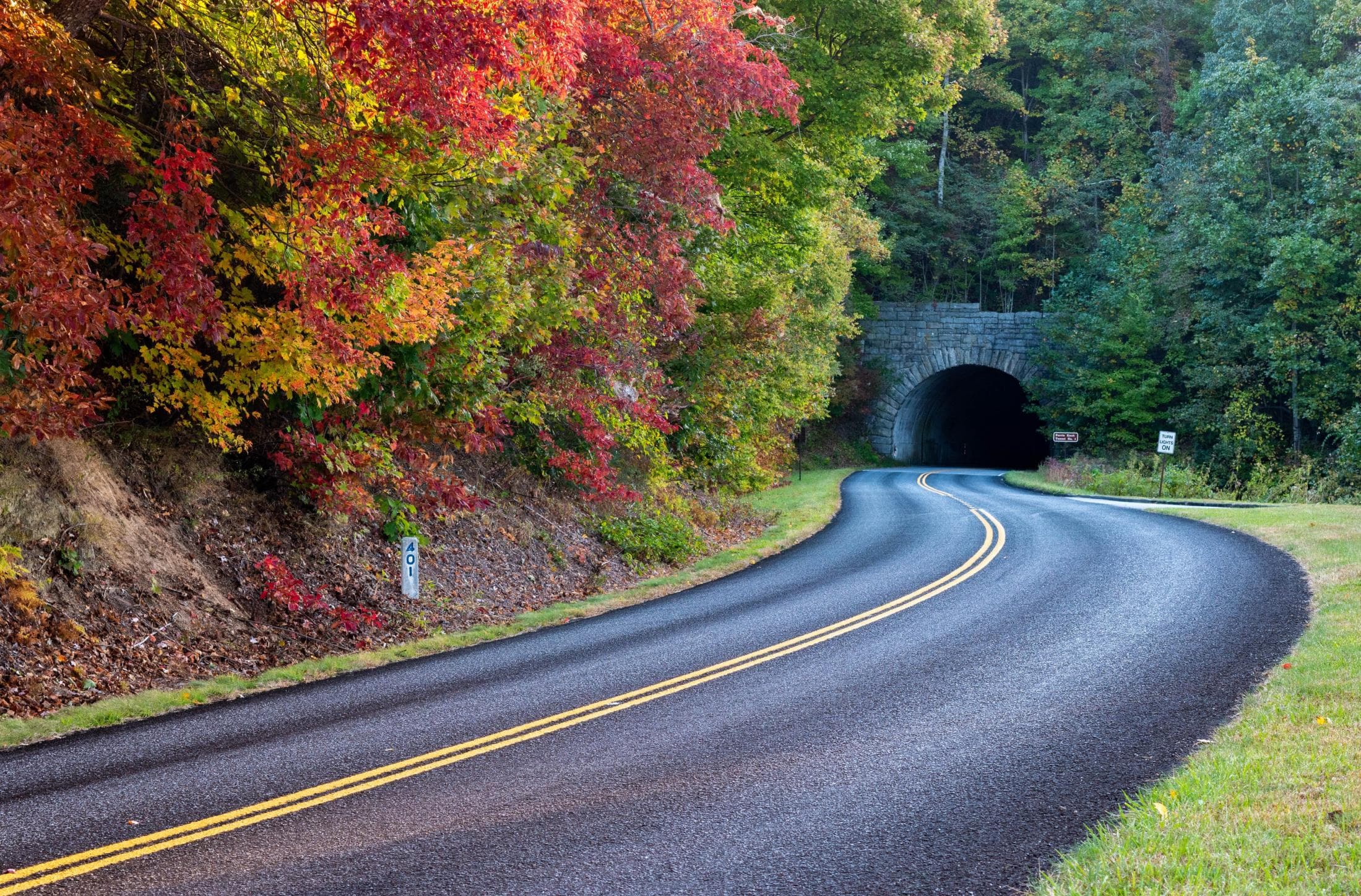 The Beginning of the Blue Ridge Parkway Tunnel on Blue Ridge Parkway by Jason Tarr