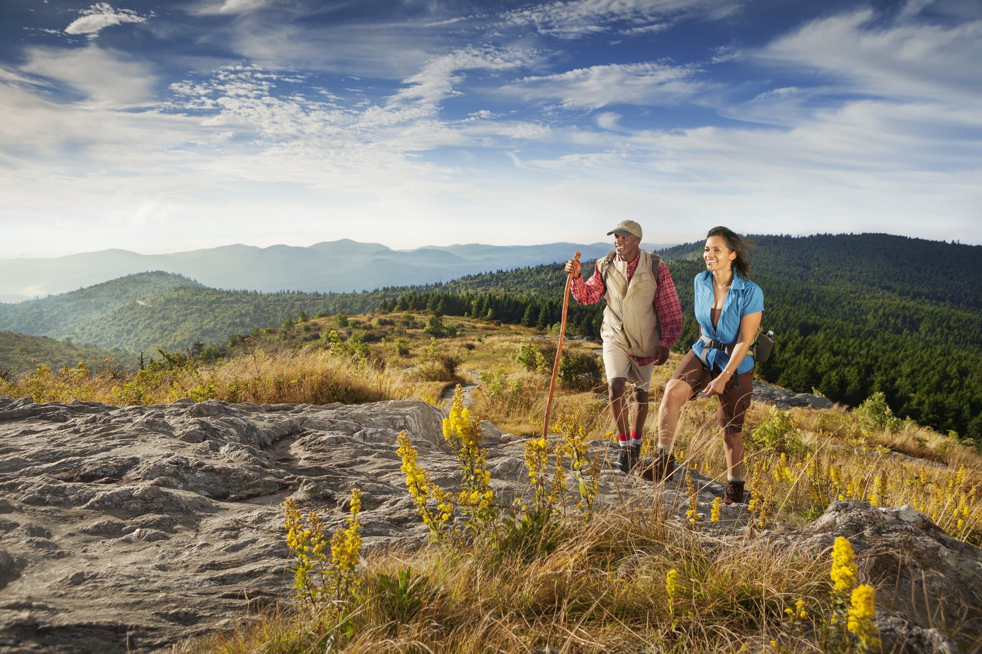 Great Outdoors Couple hiking on Black Balsam / Photo: Steven McBride