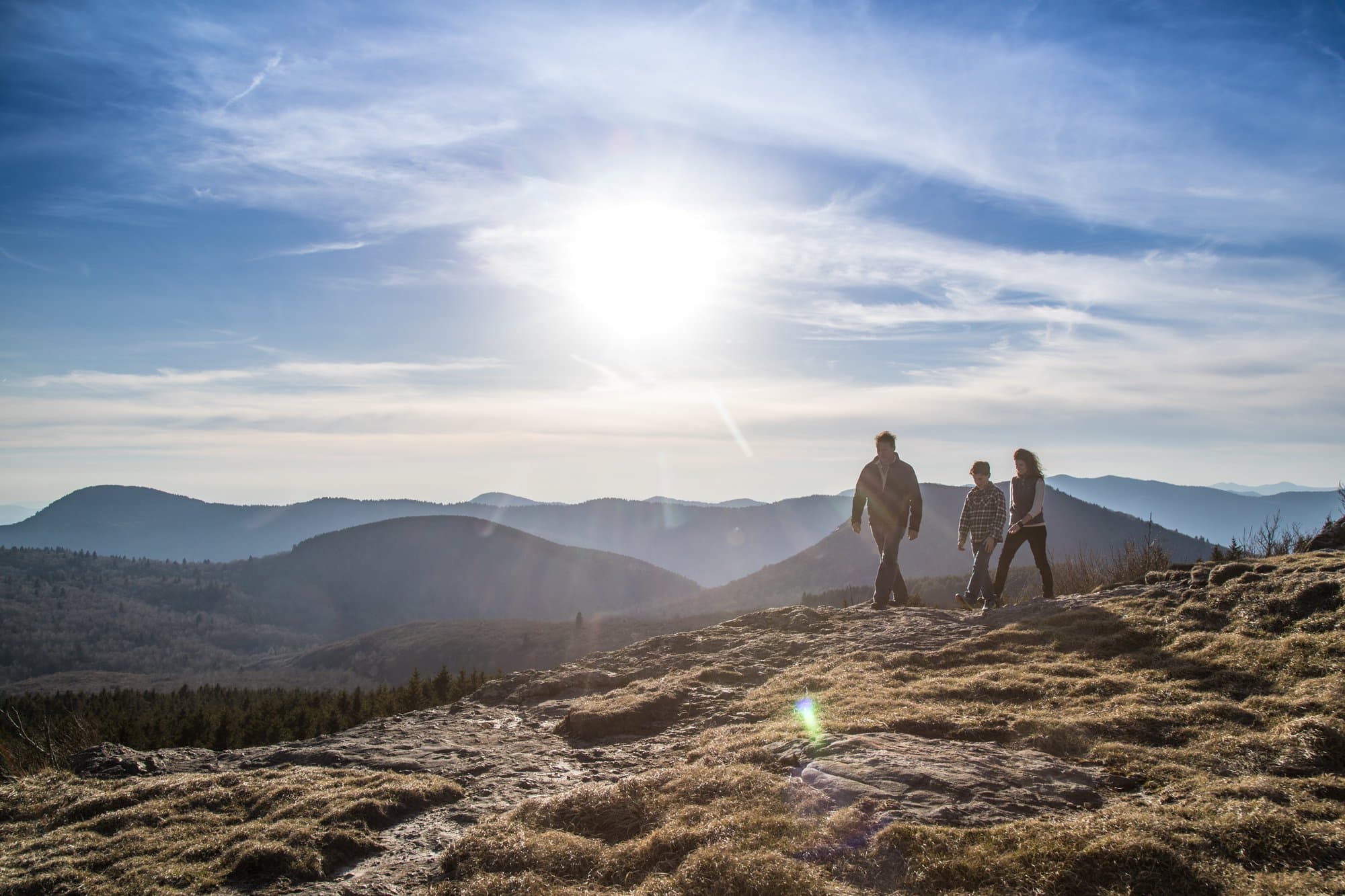 Top 6 Winter Hikes Near Asheville Family hiking Black Balsam Knob in winter / Photo: Jared Kay