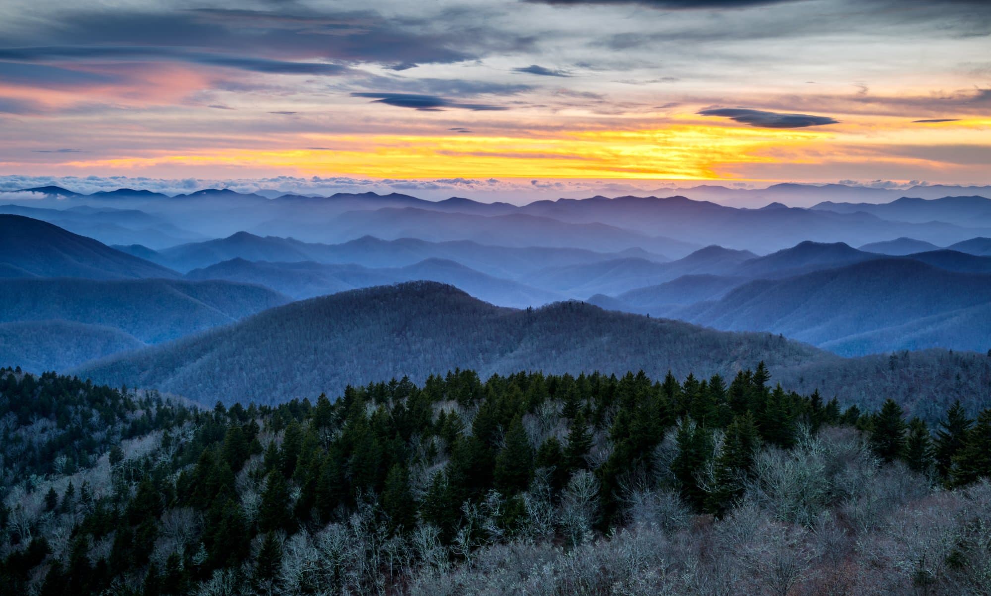Cozy Up to Winter in Asheville The Blue Ridge Mountains in winter / Photo: Dave Allen