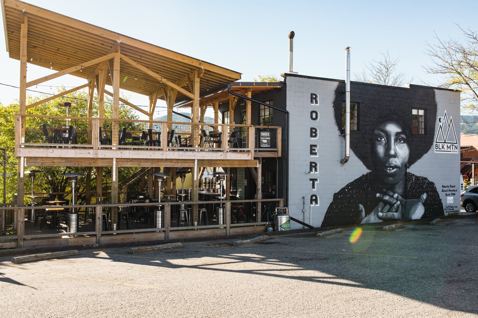 Celebrities in Asheville Roberta Flack Mural on Black Mountain Brewing